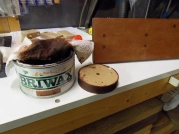 With a special wood-wax we can finish the MDF wood, so it will look like mahogany With a special wood-wax we can finish the MDF wood, so it will look like mahogany